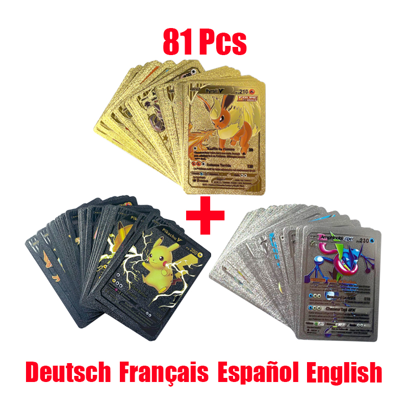 Board Game Pokemon - 81-15Pcs Pokemon Cards Gold Silver Vmax