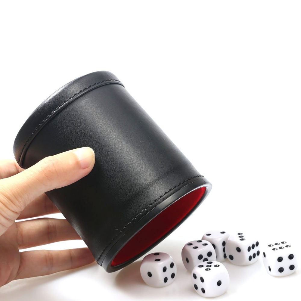 Leather Dice Cup Set with 6 Do - Board Game Yahtzee ulasan dan harga