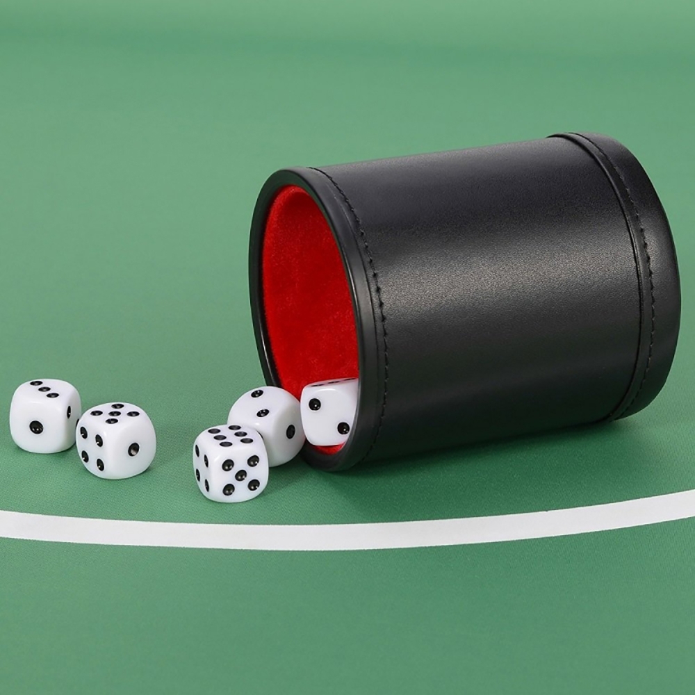 Leather Dice Cup Set with 6 Do - Board Game Yahtzee ulasan dan harga