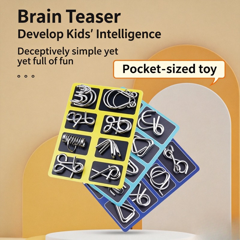 8 Pieces Metal Puzzle Set Clas - Board Game For Kids ulasan dan harga