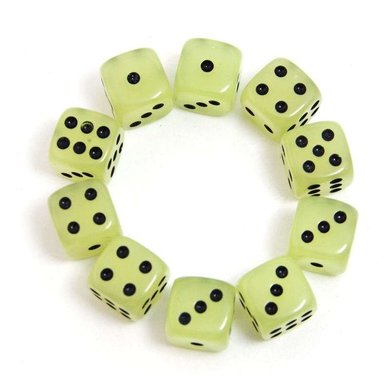 10-Pack  D6 6 Faces Dice Glow  - Board Game Yahtzee ulasan dan harga