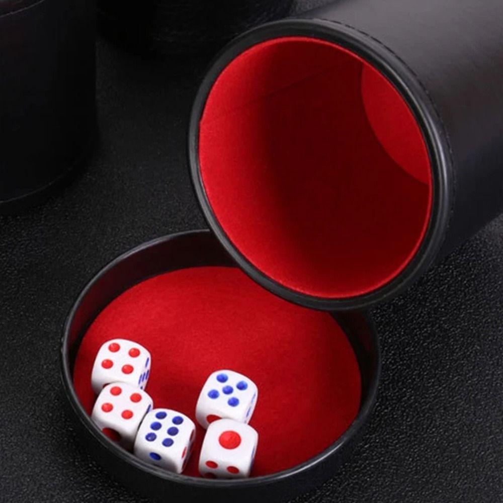 Green Red Leather Dice Cup wit - Board Game Yahtzee ulasan dan harga